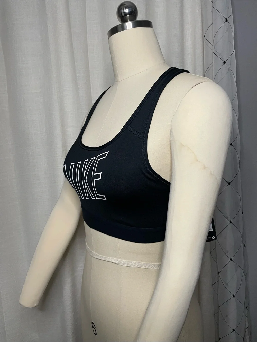 NWT Nike Black Sports Bra with White Outline Logo Size XS
